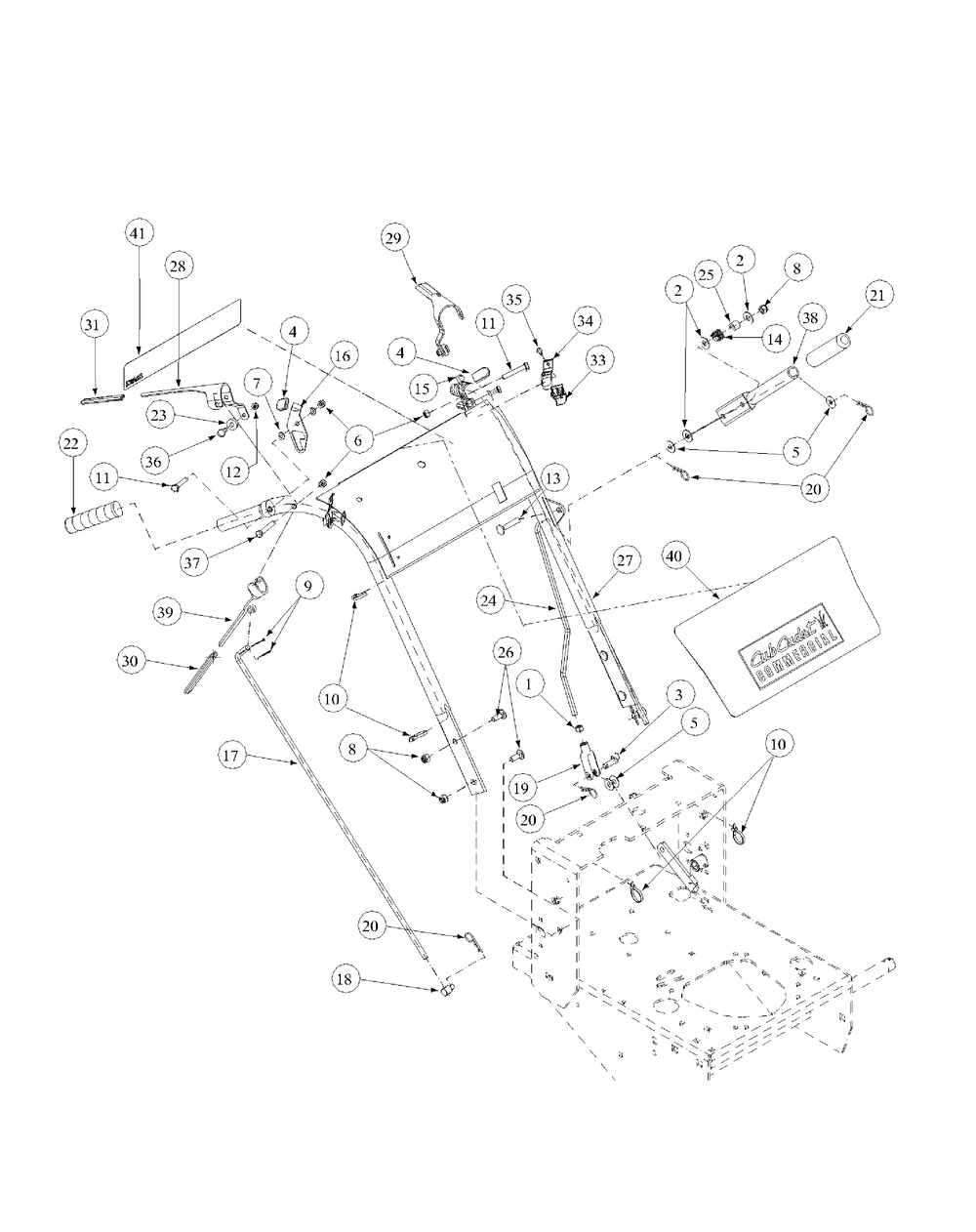 Handle Assembly Diagram and Parts List for G1752 55AE224T150-WAM Cub Cadet Lawn Mower